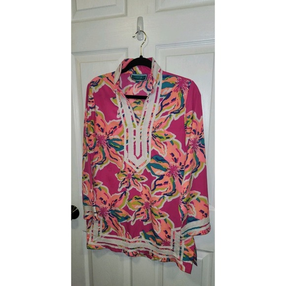 Southern Frock Tunic Top Size Small Womens Long Sleeve Bright Colorful EUC - Picture 2 of 7
